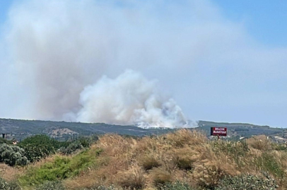 İzmir'de Çöplükten Makilik Alana Sıçrayan Yangına Müdahale Ediliyor